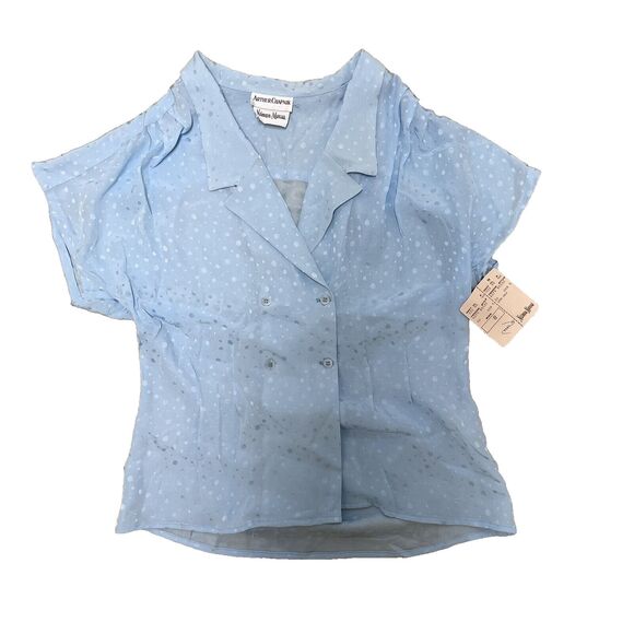 NWT Vintage 70s 80s NEIMAN MARCUS Deadstock 100% Silk Collared Sailor Blouse 8 - Picture 2 of 10